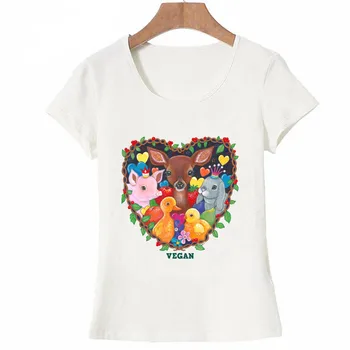 Ljubezni, Dobrote Veganska Natisni T-Shirt Smešno Živali, Risanka Vrhovi Priložnostne Tees Ženska Smešno Camisetas Poletje Moda za Ženske t-shirt