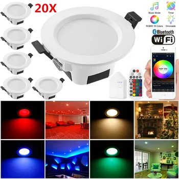 20X 9W 5W RGB Toplo Cool White 5in1 LED Stropna Svetilka Navzdol Svetlobe WIFI/Bluetooth Pozornosti APP/Glasba Daljinski upravljalnik Časovnik Dimmer