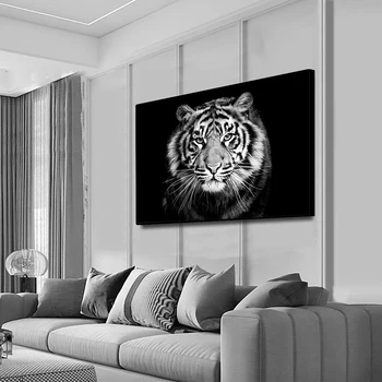 Laeacco Tiger Črno-Belo Art Slike Dekoracijo Platno Oljno sliko Za Spalnico, dnevno Sobo, Home Decor Art Steno Brez Okvirja