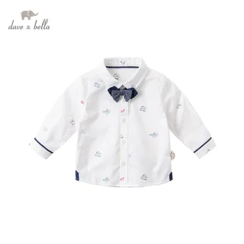 DBX16353 dave bella pomlad moda baby fantje izmenljive lok risanka srajce dojenčka, malčka, vrhovi otroci, visoko kakovost oblačil