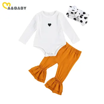 Ma&Baby 0-18 M Novorojenega Dojenčka Baby Dekleta Oblačila, ki White Romper Flare Hlače Glavo Obleke Jeseni Baby Dekle Oblačila