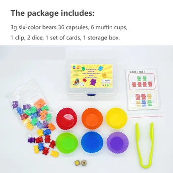 1 Nastavite Zložene Skodelice Z Štetje Medvedov - Montessori Mavrica Seznanjene Igrače Poučevanje Dojenčki Barve Izbrane Igrače Za Darilo Otrok