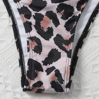 3pieces pregleden očesa bodysuit Leopard tiskanja kopalke ženske String nizko pasu kopalke Seksi micro Črne bikini kopalke