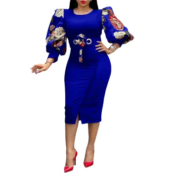 2021 Pomlad Moda Afriških Žensk O-vratu Tiskanje Plus Velikost Obleko Afriška Oblačila American Oblačila Afriške Obleke za Ženske