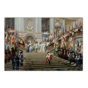 Citon Jean-Leon Gerome《Sprejem za Prince Conde na Versailles,》 Platno, Olje, Slikarstvo, Umetnost, Fotografijo, Stenski Dekor Doma Dekoracijo
