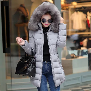2019 debel zimski plašč ženske trdna Srednje Dolgo Jakna ženske zadrgo krzno toplo zimsko jakno obleko dame parka manteau femme