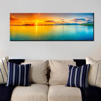 60x180cm-Sodobne Krajine Plakatov in Fotografij Wall Art Platno Slikarstvo Sunrise Morju Gorskih Sliko za dnevno Sobo Cuadros Dekor