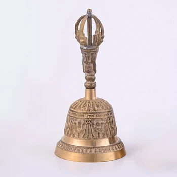 Prenosni Ročno Tibera Buddhist FengShui Strani Bell Medenina Z Meditacijo, Molitvijo Bell Glasen Klic Bell Večerja Srečen Storitev Bell