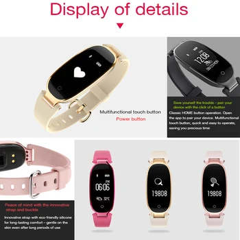 Bluetooth Nepremočljiva S3 Pametno Gledati Moda za Ženske, Dame Srčnega utripa Fitnes Tracker Smartwatch 2018 Za Android IOS