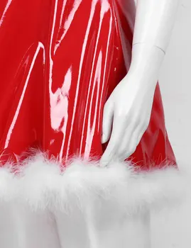 Ženska Gospa Božiček pustna Božični Kostum Prostem Stranka, Cosplay Clubwear Belo Pero Trim-line Obleko s Klobuk