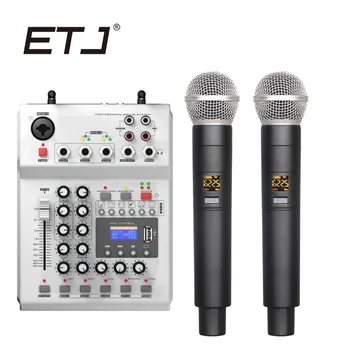 UHF Brezžični Mikrofon 2-Kanalni Ročni Mix Zvočni Mešalnik Visoki Bas Reverb Funkcijo Avdio Konzole Mikrofon