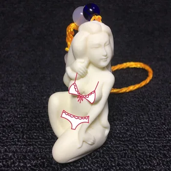 Bela seksi golo dekle z okrasni obesek Ročno izrezljane Car dekoracija dodatna oprema Srčkan znak obesek brezplačno dostavo