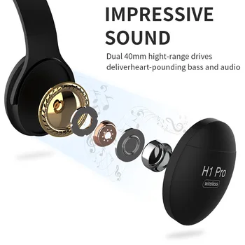 Bluetooth 5.0 H1 PRO Brezžični Dolgotrajno Delovni čas Mobilne Telefone Slušalke Stereo Glasbe, Slušalke Slušalke