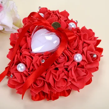 Poroka Okraski za Srce in obliko Cvetov Valentinovo Darilo Prstan Blazino Blazine Pincushion Obroč Stranka Dekoracijo Mariage RP001