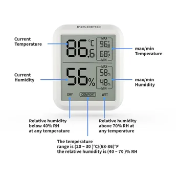 Inkbird ITH-20 Cenovno ugoden Digitalni Termometer, Higrometer Elektronski Temperatura Vlažnost Higrometer za Dnevna Soba, Otroška Soba