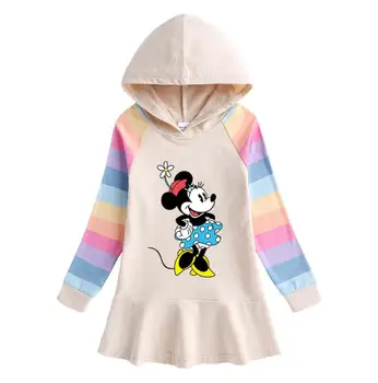 Disney Otroška Dekliška Oblačila za Otroke Mickey Hooded Obleko Jesen Pomlad Minnie Mouse Risanka Jopica Punca Obleke