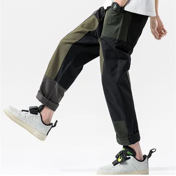 Poletje Tovora Hlače črne priložnostne jogger moda za moške osebnosti hlače za moške barvno ujemanje naravnost hlače svoboden ulica hlače