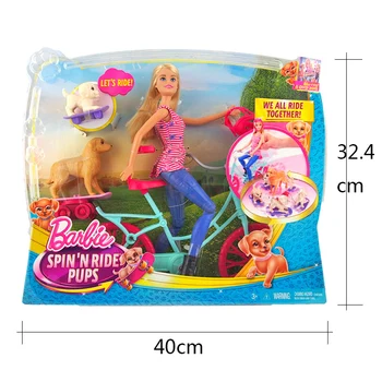 Barbie Izvirniki Kolesarski Komplet Pes Jahanje Igrače za Otroke Modni Slog Lutka Brinquedos za Rojstni dan Dekle Bonecas Darila