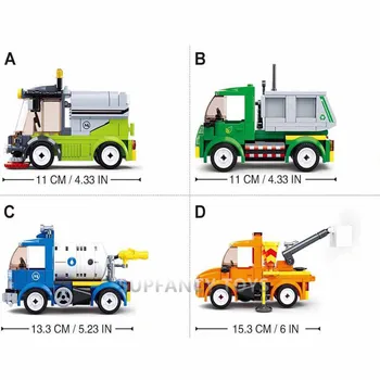 4Pcs/veliko Simcity Komunalnih Vozil Avto gradniki Določa Brinquedos Playmobil Ustvarjalca Opeke Izobraževalne Igrače za Otroke