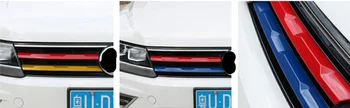 Rdeče modro rumeno preuredi spredaj kapuco gredice rešetka žara mesth horizontalno nalepke slog za Volkswagen VW Tiguan Mk2 2016 2017 2018