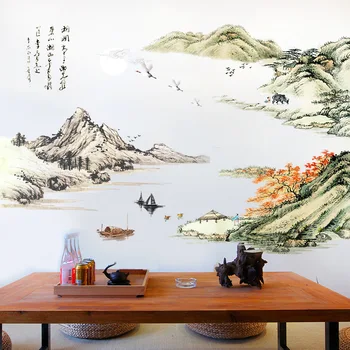 Velika Končal 190*140 cm Dnevna Soba Krajinskega Slikarstva na Steni Spalnice Študija Dekoracijo Kitajski Slog Stenske Nalepke