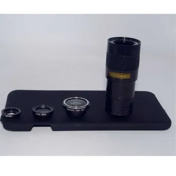 4in1 9X Teleskop Telefoto širokokotni Makro Fisheye objektiv Leč Fotoaparata v Telefonu Objektiv Z Nazaj Primeru za iPhone 7 7 Plus 8 8 Plus