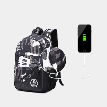 Thunder Nahrbtnik USB Najstnikov Schoolbags mochila Ženske Bagpack Platno Študent Nahrbtnik Za Fant Dekle Otrok vrečko