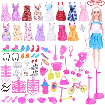 98PCS barbies princesa lutka pribor mešani komplet otroške igrače, dodatki različnih mešani dnevni izdelki, oblačila