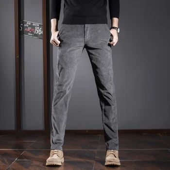 SHAN BAO Luksuzni visoke kakovosti Tencel velvet vitek vgradnjo priložnostne hlače pozimi blagovno znamko oblačil mladi modni barva hlače