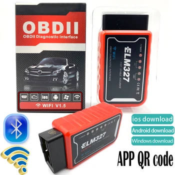 Bluetooth ELM327 V1.5 Wifi OBD2 II Avto Diagnostični instrument PIC18F25K80 Čip Auto Diagnostično Orodje, OBDII za Android/IOS/Windows