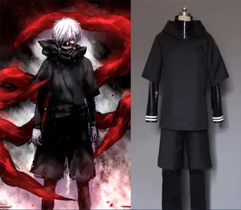 COSZTHKP Prosto po meri Tokyo ghouls Ken Kaneki Cosplay kostum, osebnost Hoodie Jopiči Black Boj Enotno Celoten Sklop Z Masko