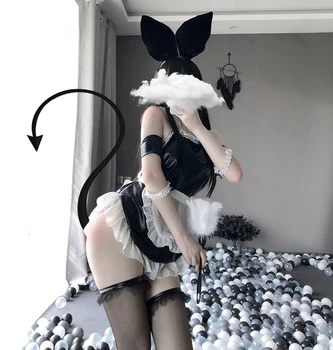Zajček Dekle Seksi Anime Cosplay kostum Devica Perilo Zajec Obleka, Erotično Obleko ženske Zavit Prsih lepo Darilo za Punco
