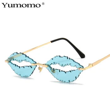 2020 Moda Edinstven Design Rimless Ustnice sončna Očala Ženske Retro Leče za Očala Moških Ovalne Votlih sončna Očala UV400