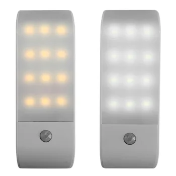 PIR Infrardeči Senzor Gibanja USB za Polnjenje 12 LED Nočna Lučka za Indukcijo detektor Koridor Omari, Omaro, Nočne Svetilke
