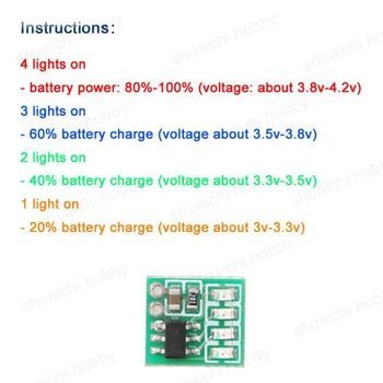 5pcs Mikro Mini Litij-Zmogljivost Baterije Indikator Modul LED Utripa 3V-4,2 V fr RC Letalo FPV Navedba PCB Board