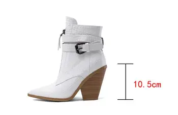 2021 Novo Zlato Kača Tiskanja Gleženj Škornji za Ženske Klin Visoke Pete, Škornji Ženska vzletno-pristajalne Steze Design Močen Petah Botas Mujer Zahodni Boot