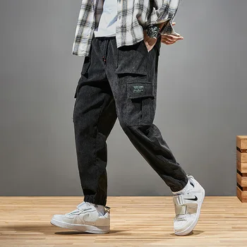 2020 Jeseni, pozimi novo velvet hlač za moške Japonska trend multi-žep kombinezona moda velika velikost oznaka moške hlače