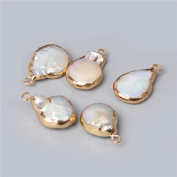 3pcs Naravnih white Pearl Obesek zlato ton kovin Sladkovodnih biserov čar ženske, nakit, izdelava ogrlico, zapestnico, uhane čar