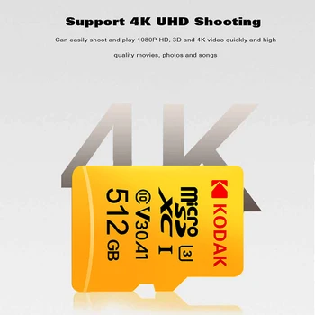 Kodak micro sd 128GB razred 10 U3 4K V30 cartao de memoria 32GB 64GB Flash Pomnilniško Kartico carte micro sd 256GB tarjeta micro sd kartico