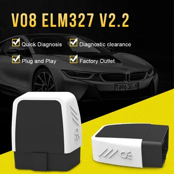 Najnovejši ELM327 V08 Bluetooth 4.0 HW V2.2 PIC18F25K80 BREST 327 Za Android/iOS/Windows Bolje Kot V1.5 Z LED OBD2 Diagnostični
