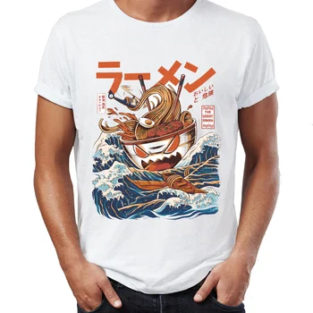 Poletje moška T-shirt Veliko Ramen Off Gunma Smešno Artsy Tshirt Kul Anime Tees Vrhovi Harajuku Ulične