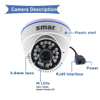 CCTV 48V POE IP Kamero 1MP 2MP H. 265 H. 264 Omrežna Dome Notranja Video Kamero 24 Ir Onvif P2P Oblak Home Security Najboljšo Ceno