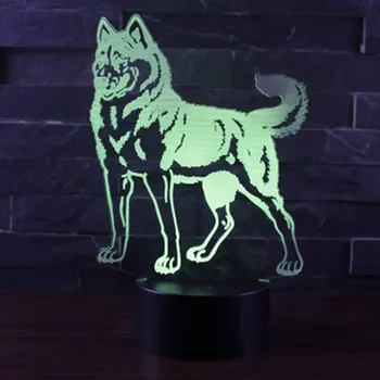 Ležal volk temo 3D Lučka LED nočna lučka 7 Sprememba Barve Dotik Razpoloženje Lučka za Božično darilo Dropshippping