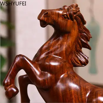 Srečen Nostalgično Doma Vrt Dekor Obrti Letnik lesa Konj Figur Črni Žrebec Miniature Za Hišo Urad Bar Živali Ornament