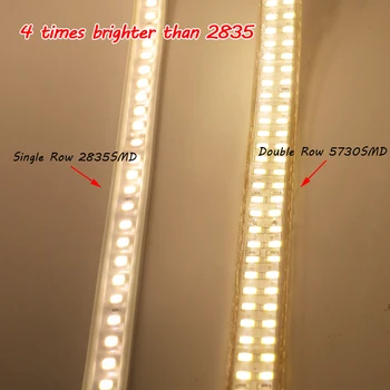Super Svetla 5730 Prilagodljivo LED Trakovi Luči 220V Dvakrat Zapored 240led/m Zatemniti Nepremočljiva Domačo Razsvetljavo Dekoracijo Vrv Luči