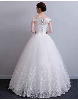 3D čipke, Vezenine musilin slog poročno obleko, Novo Off ramo poletne obleke Vintage bela plus velikost vestidos de praznik