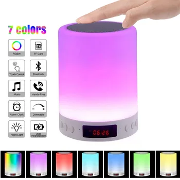 Barvita Noč Svetlobe Z Bluetooth Zvočnik Pametnih Prenosnih Tabela Posteljne Svetilke Budilka Digital Light LED Luminaria Glasbe