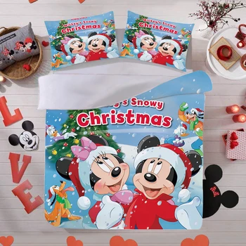 Disney Mickey Minnie Posteljnina Nabor Rjuhe Kritje Prevleke Domačega Tekstilnega Odrasle Otroke Darilo Kraljica King Size Postelja Niz Božično Darilo