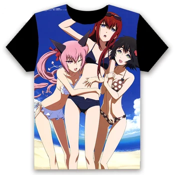 Moška T-shirt Anime Steins;Gate 0 Makise Kurisu Cosplay Kratkimi Rokavi, Unisex Študent Priložnostne Black Tee Summer Fashion Majica