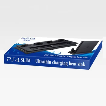 PS4 Slim Navpično Stojalo z Brezžični Krmilnik Polnjenja Dock + Hladilni Ventilator + 3 Vrata USB za Playstation 4 Slim igralne Konzole